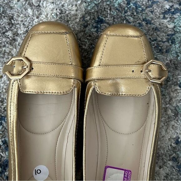 Cole Haan Gold Demi Driver Shoes Flats - Picture 2 of 9